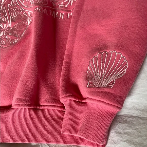 Pink Palm Puff Hoodie Sweatshirt Palm Tree Shell Logo hibiscus sonic Pink barbie - Picture 2 of 10